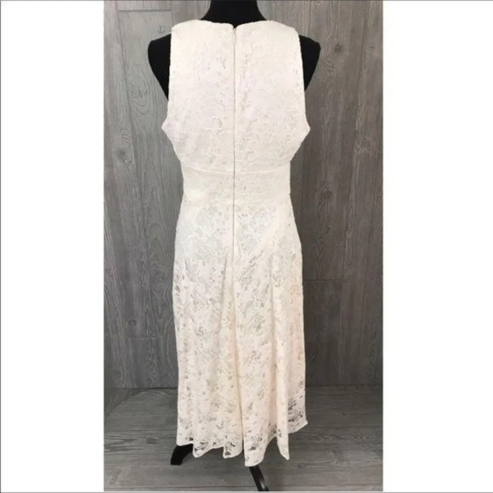 NWT Donna Karan white lace ruffle sleeveless dress size 10 wedding style - Image 3