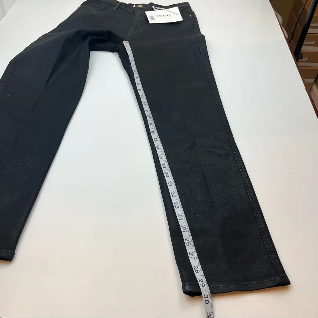 Frame Le Sylvie High Rise Straight Coated Straight Leg Jean‎ Womens Black 29 NEW - Image 11