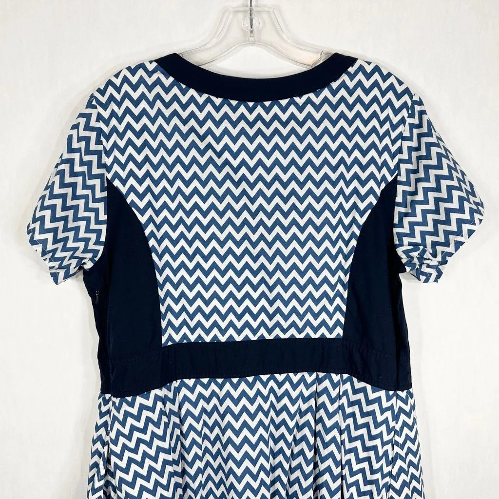 Eshakti Custom Size 16 Dress Blue Chevron A Line V Neck Short Sleeve 1139‎ - Image 5