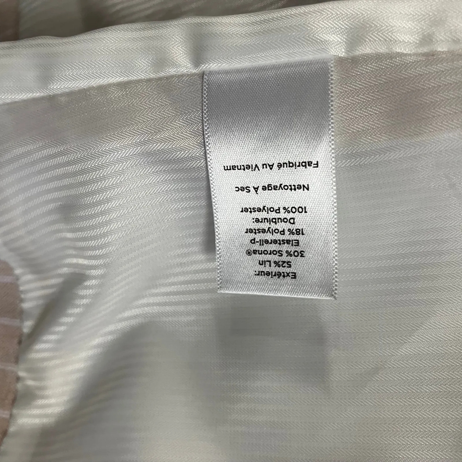 Talbots Linen Blend Pinstripe Double Breasted Blazer Jacket Women 14P Beige - Image 9