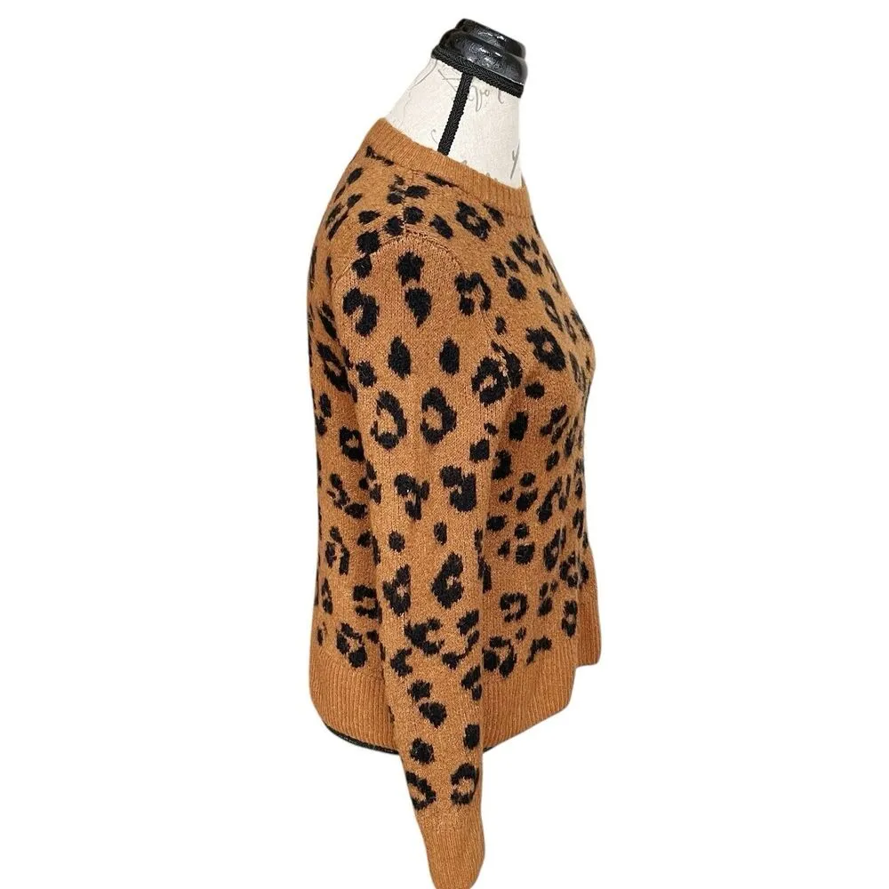 Old Navy Womens Sweater Sz Small Long Sleeve Animal Cheetah Safari Neutral Boho - Image 3