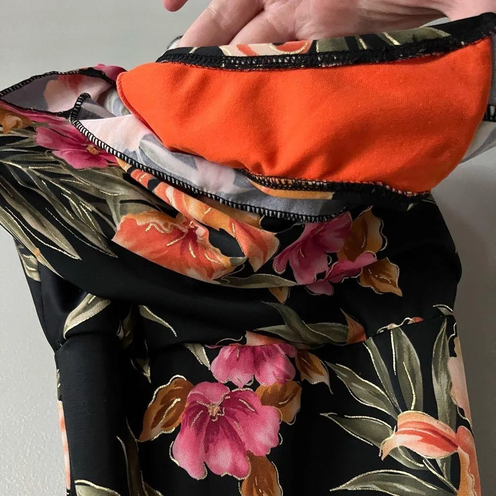 Islander Hawaiian tropical hibiscus beach coastal swim dress Black Size 8 - Image 7