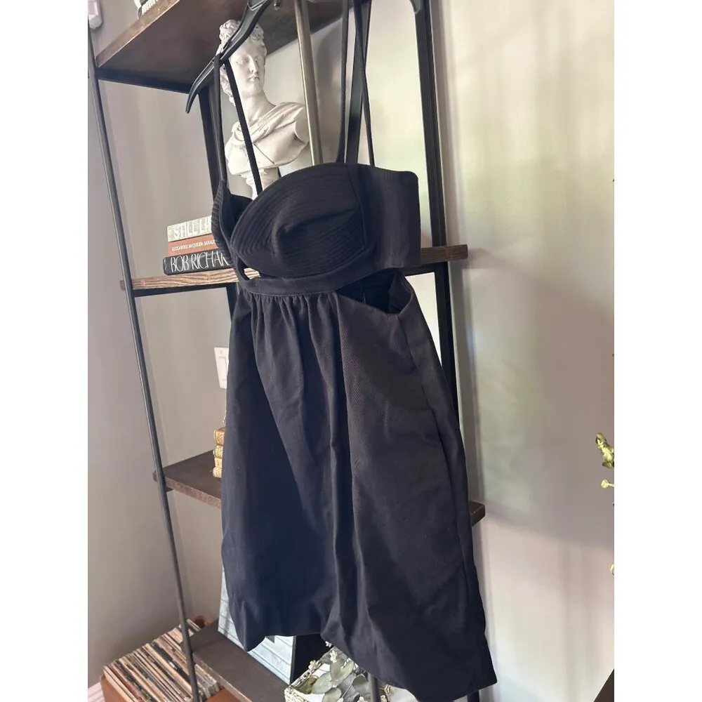 Adriana Degreas Matelasse Cotton Blend Short Dress Black Womens Size Medium - Image 8