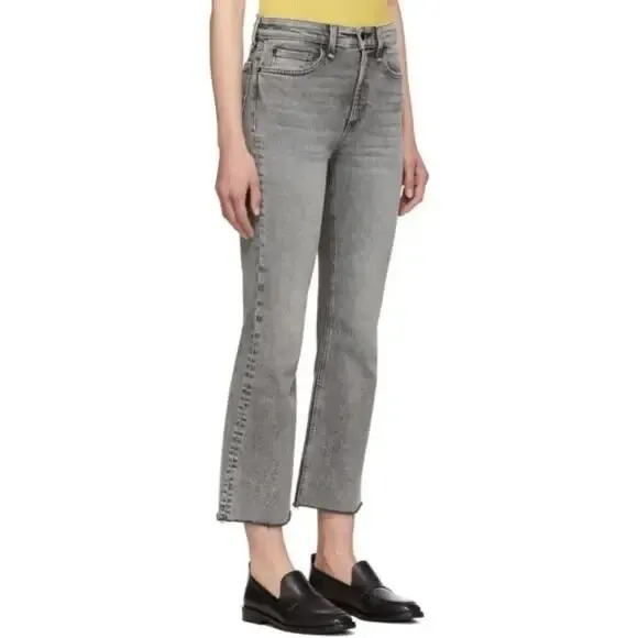 Rag & Bone Nina High-Rise Ankle Flare Jeans in Broderick Size 25 - Image 2