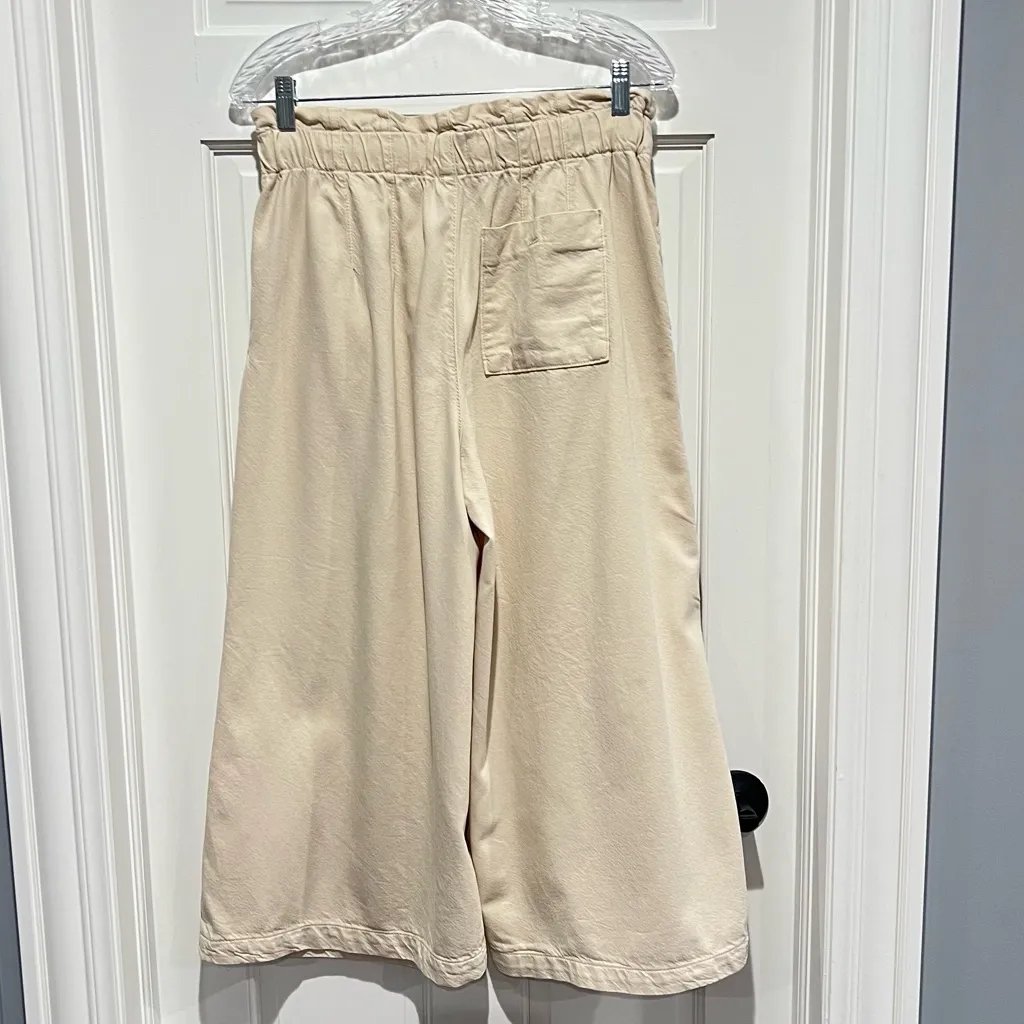 Anthropologie Pilcro High Rise Cropped Paperbag Wide Leg Jeans Creme Cream Small - Image 5