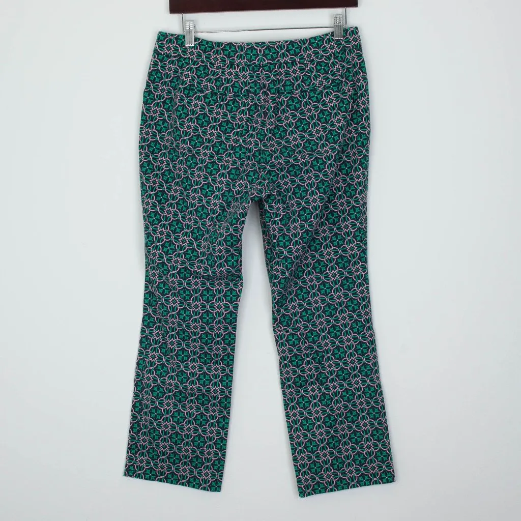 J.‎ Crew Womens Campbell Lattice Medallion Ankle Pants Size 8 Green Pink Preppy - Image 5