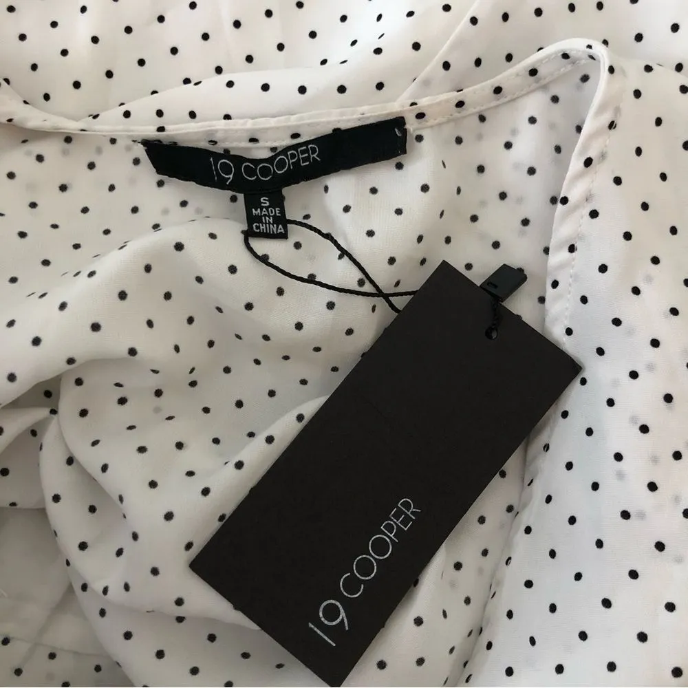 19 Cooper White Polka Dot Faux Wrap Dress Flutter Sleeves size Small NWT *Flaw - Image 11