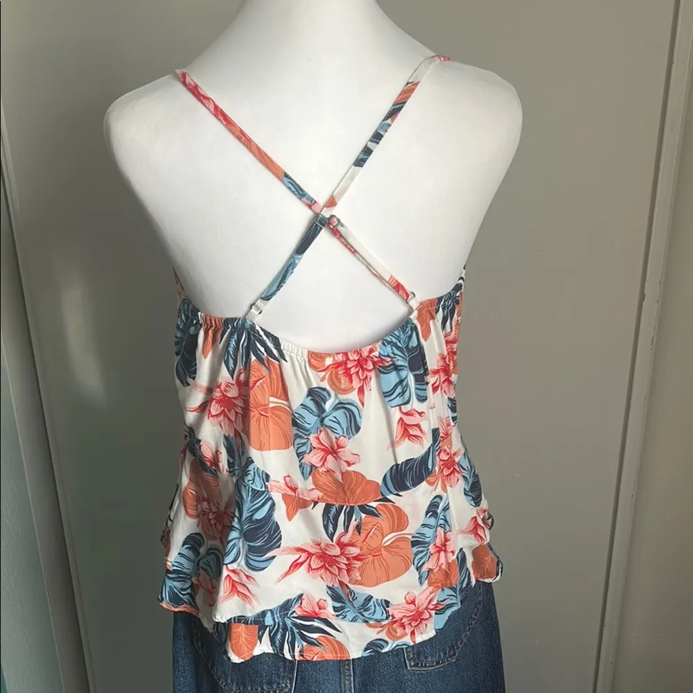 Roxy Tropical Floral Print Beachy Women's Ruffle Hem Tank Top - Image 4
