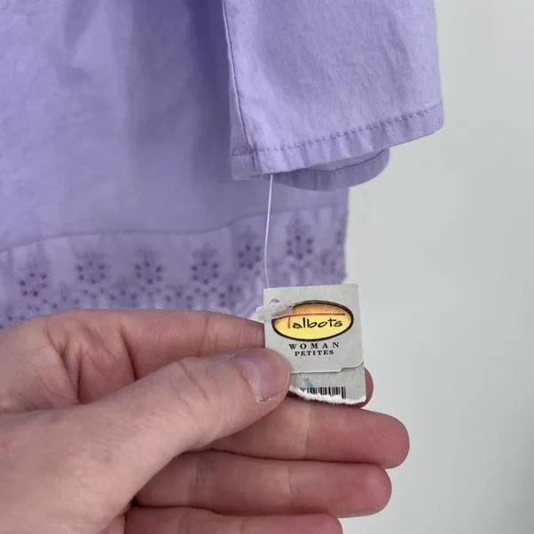 NWT‎ Talbots Eyelet Lace Blouse Top Size 2X Feminine Purple  3/4 Sleeve Petite - Image 3