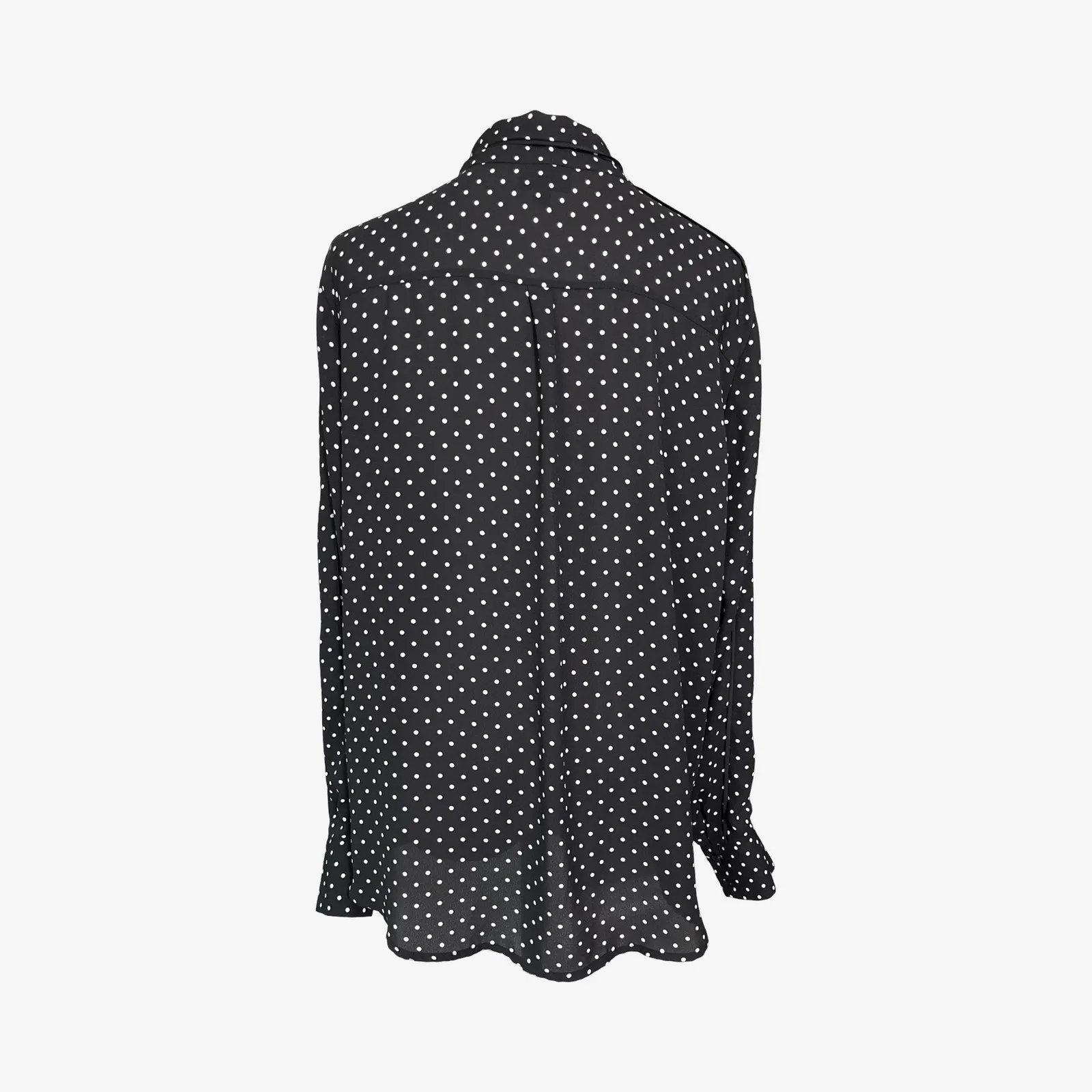 Who What Wear Black White Polka Dot Tie Neck Blouse XL Long Sleeve - Image 4