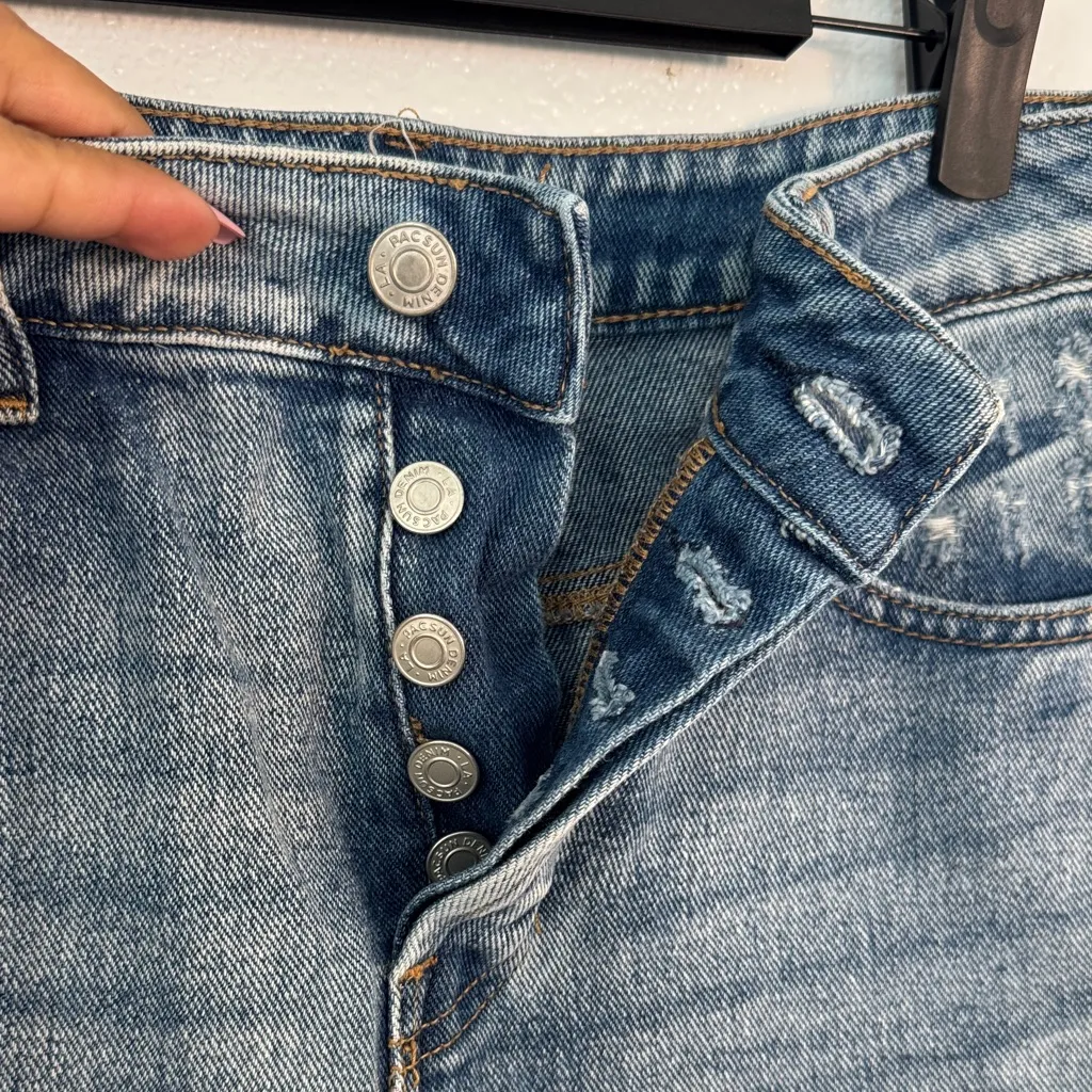 PacSun Distressed Blue Denim Mini Skirt - Image 3