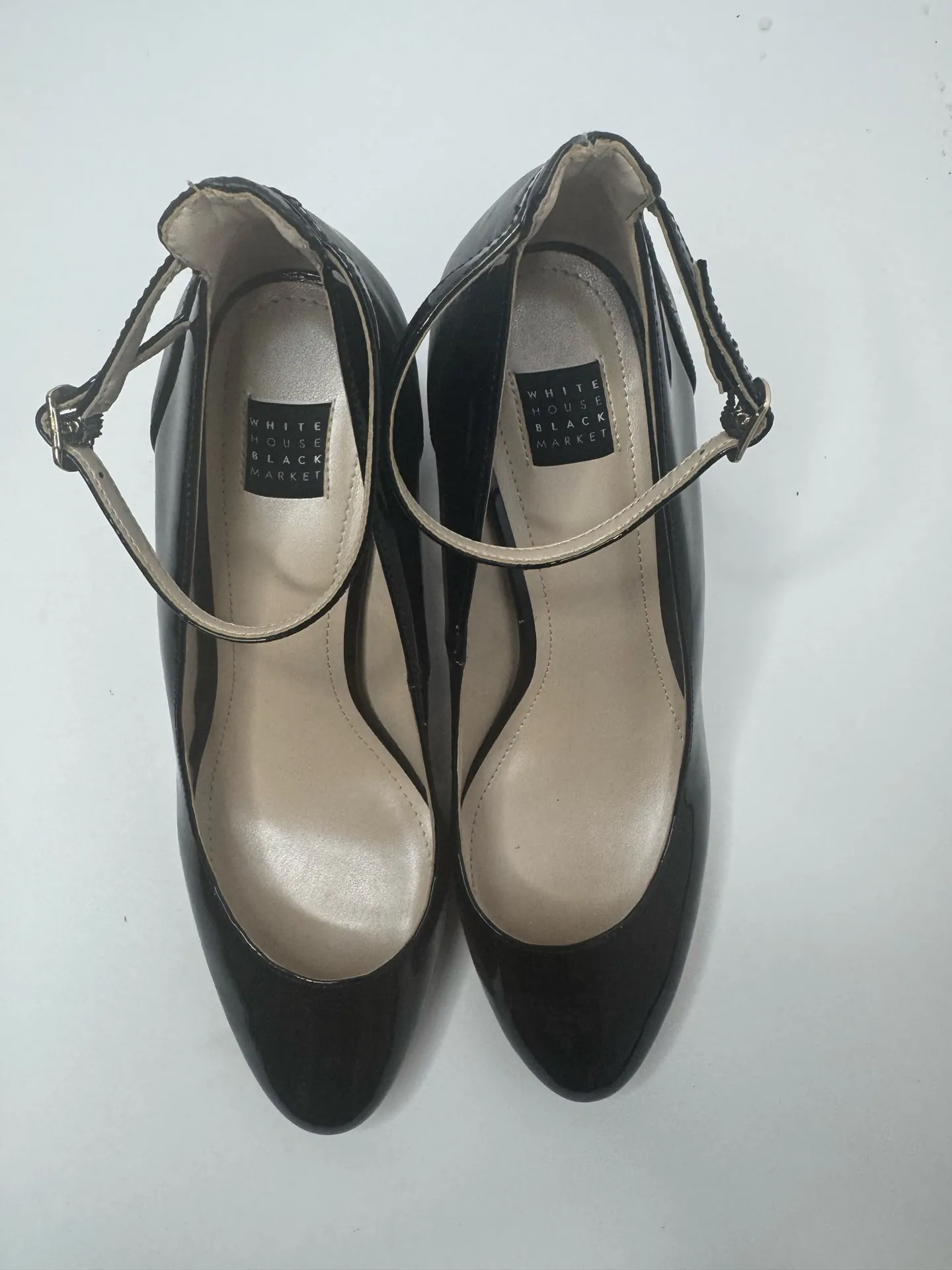 White House Black Market 'Erika' Black Patent Leather Heels Size 8M - Image 2