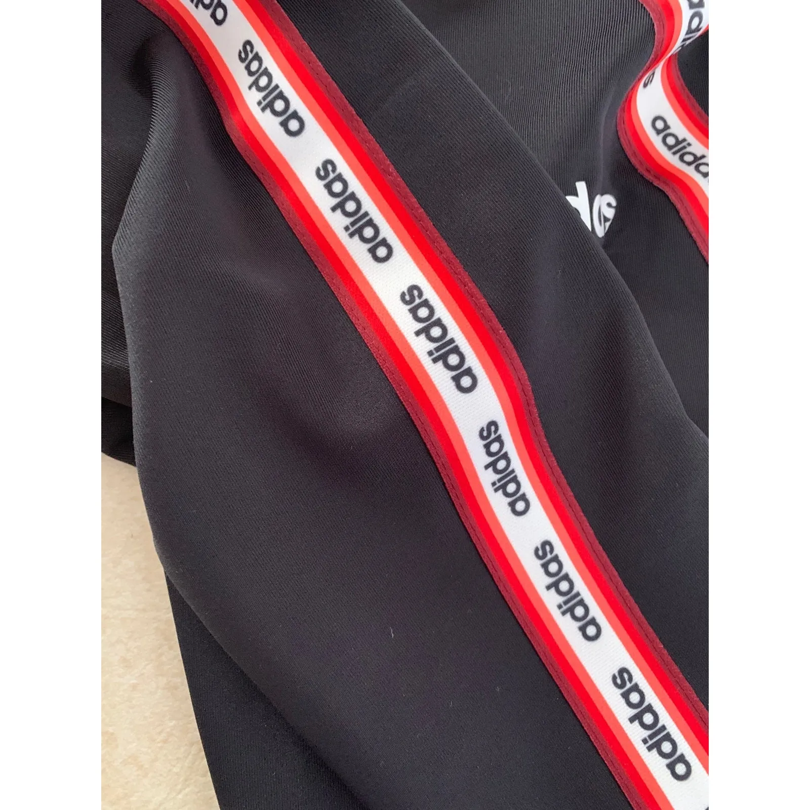 Adidas x farm rio womens size small black leggings racing stripes - Image 4