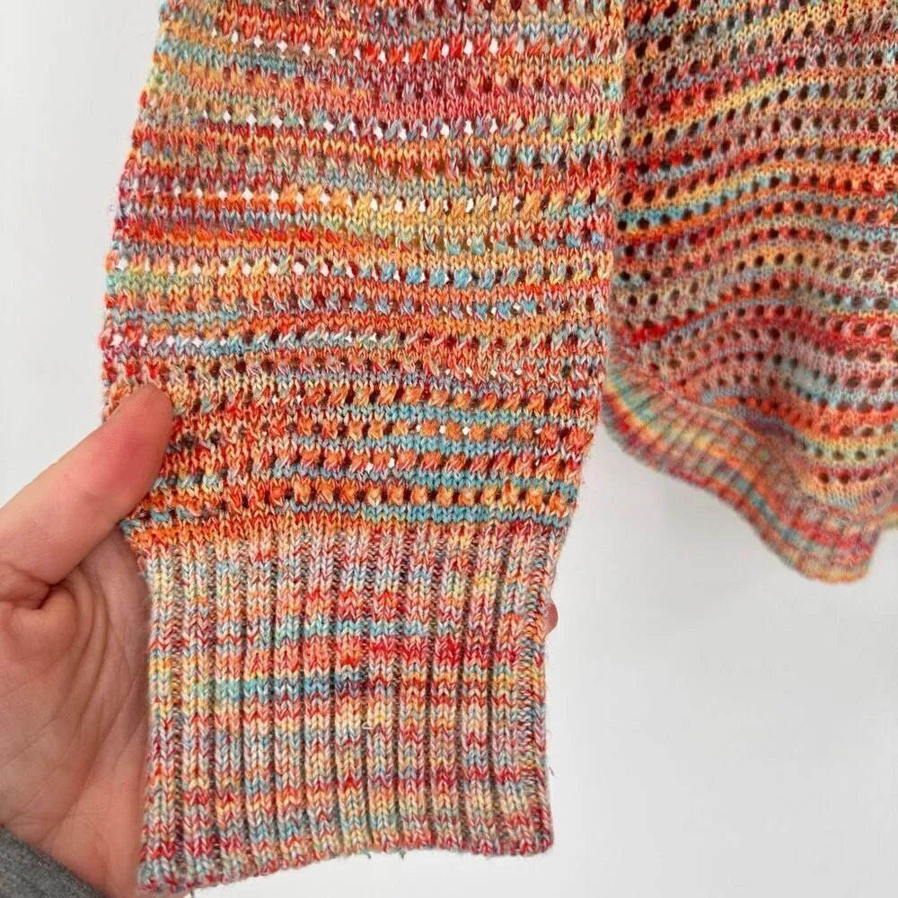 John Paul Richard Women Beachy Knit Sweater XL Fisherman Coastal Rainbow Colorfu - Image 12