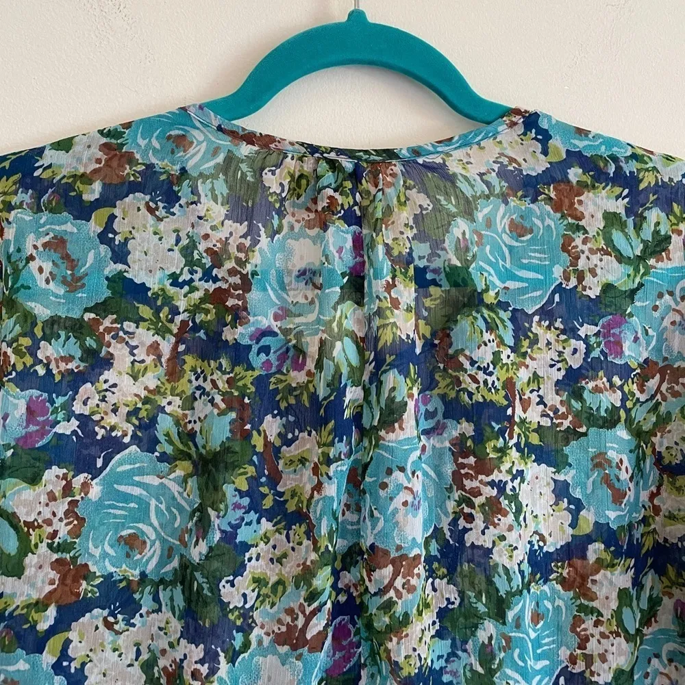 Fire Los Angeles Floral Peplum Blouse Top Lace Detail ~ Women’s Size Small - Image 7