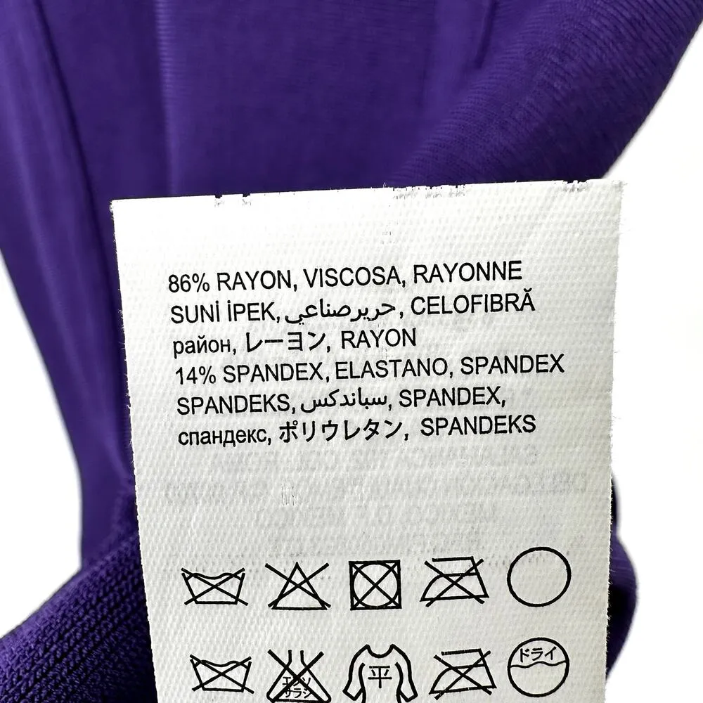 Bebe Mini Bodycon Dress Strappy V Neck Cutout Stretch Party Club Purple Small - Image 4