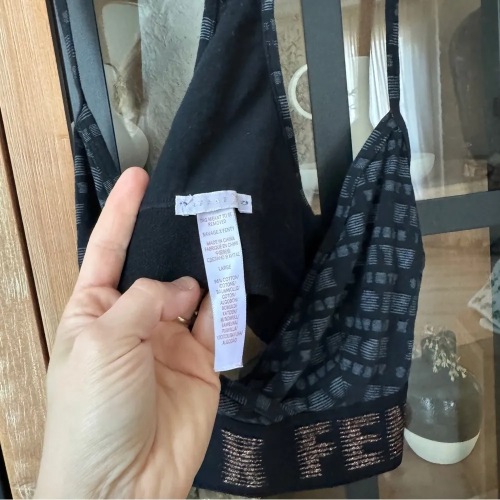 Savage x Fenty Forever savage bralette glitter logo unlined modal vneck Black Size L - Image 5