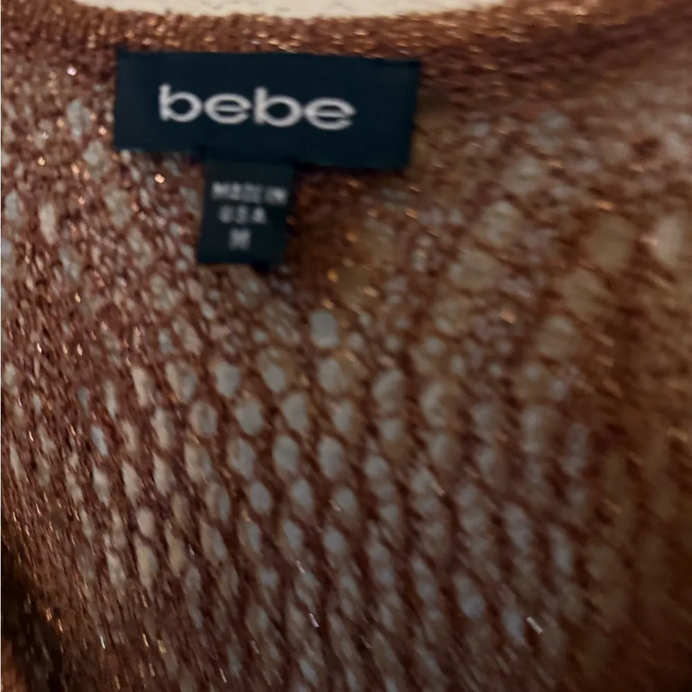 Bebe Crochet Chocolate Brown Knit Crop Cardigan - Image 3