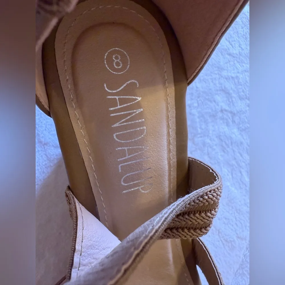 Sandal up wedges light brown women back zipper wedges sandals size 8 - Image 11