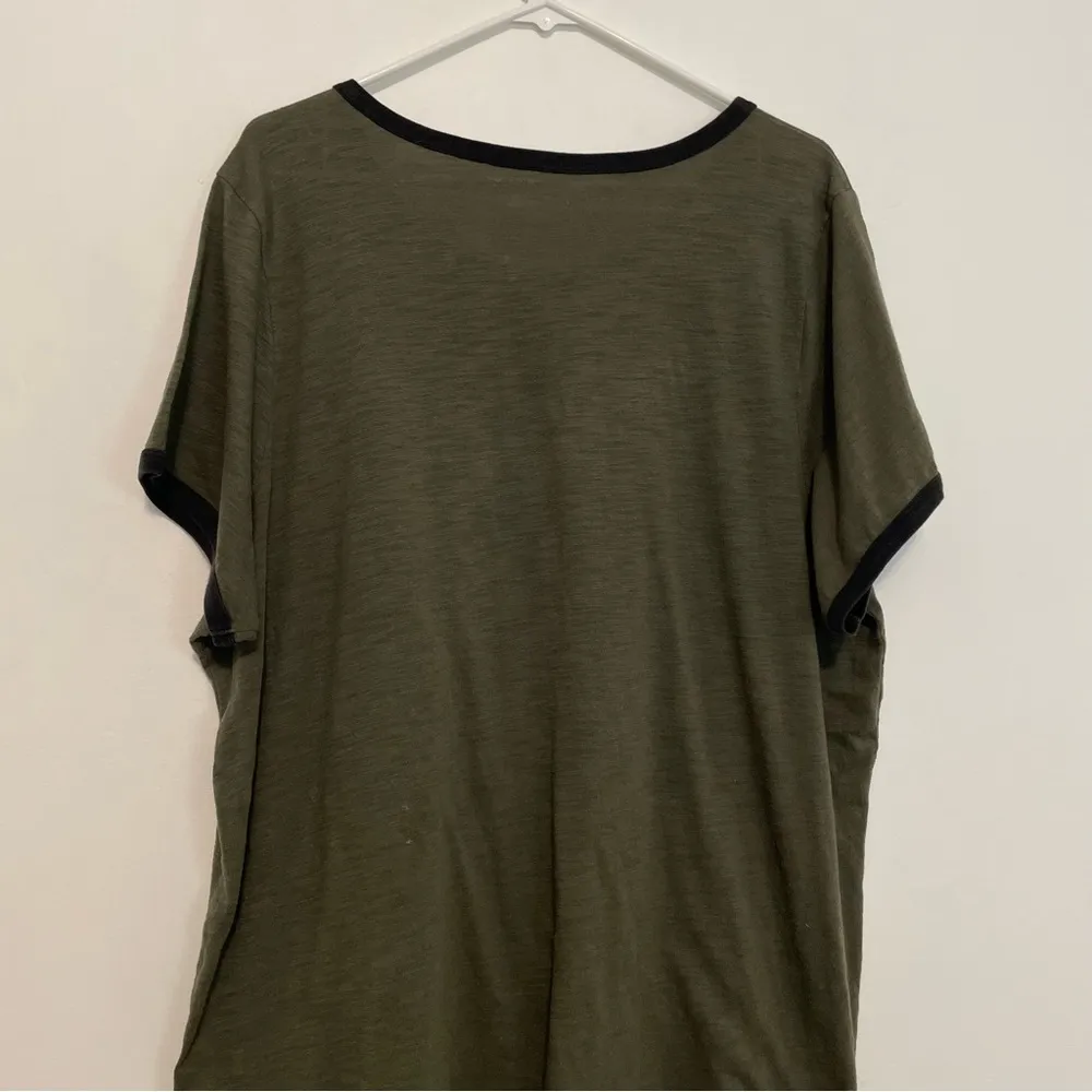TORRID 3 Plus Size Olive Adulting is Hard Ringer Tee Green Short Sleeve T-Shirt - Image 12