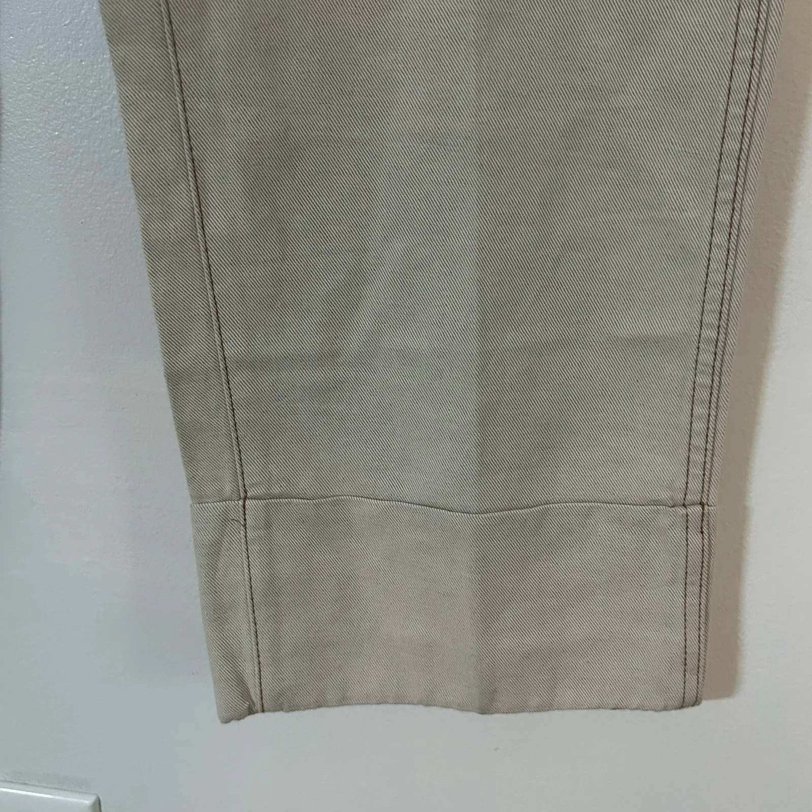 Madewell The Dean Easy Straight Leg Cuffed Cotton Linen Blend Pants Bone 31 New - Image 6