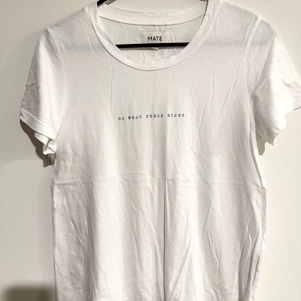 NEW MATE the Label White Organic Cotton "Do what feels right." Classic Crew Tee - Image 8