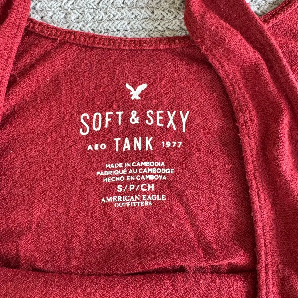 American Eagle Outfitters Rusty Red Low Scoop Back Loose Fit Crop Tank Sz Small - Image 7