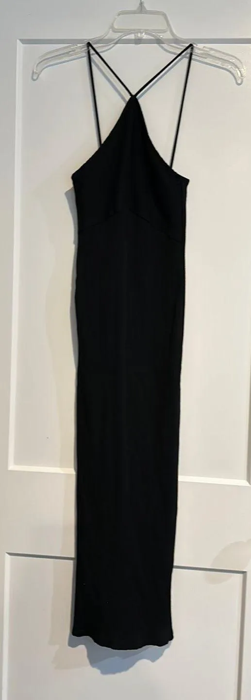 Midi Bodycon Halter Dress Black - Image 2