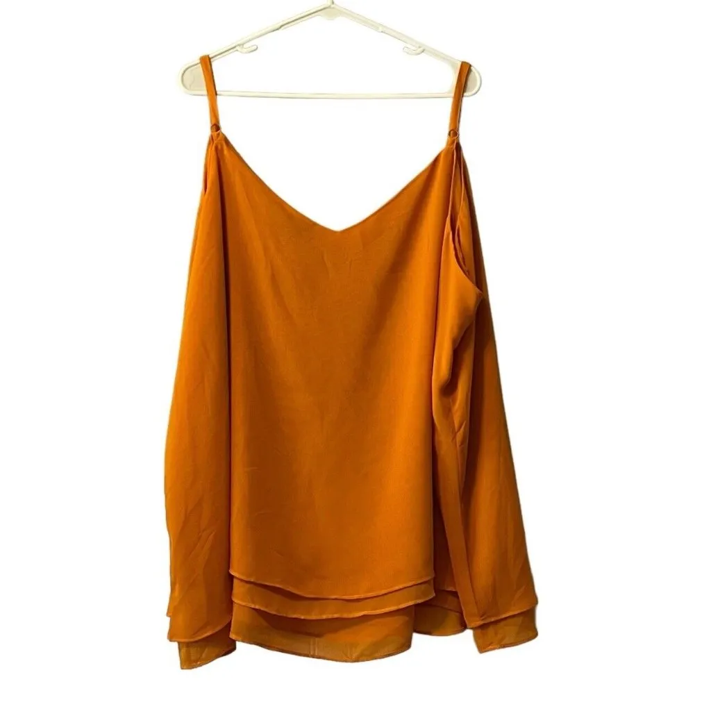 TORRID Size 5 Sophie Sleeveless Swing‎ Top Orange Chiffon Classic Beach Travel - Image 2