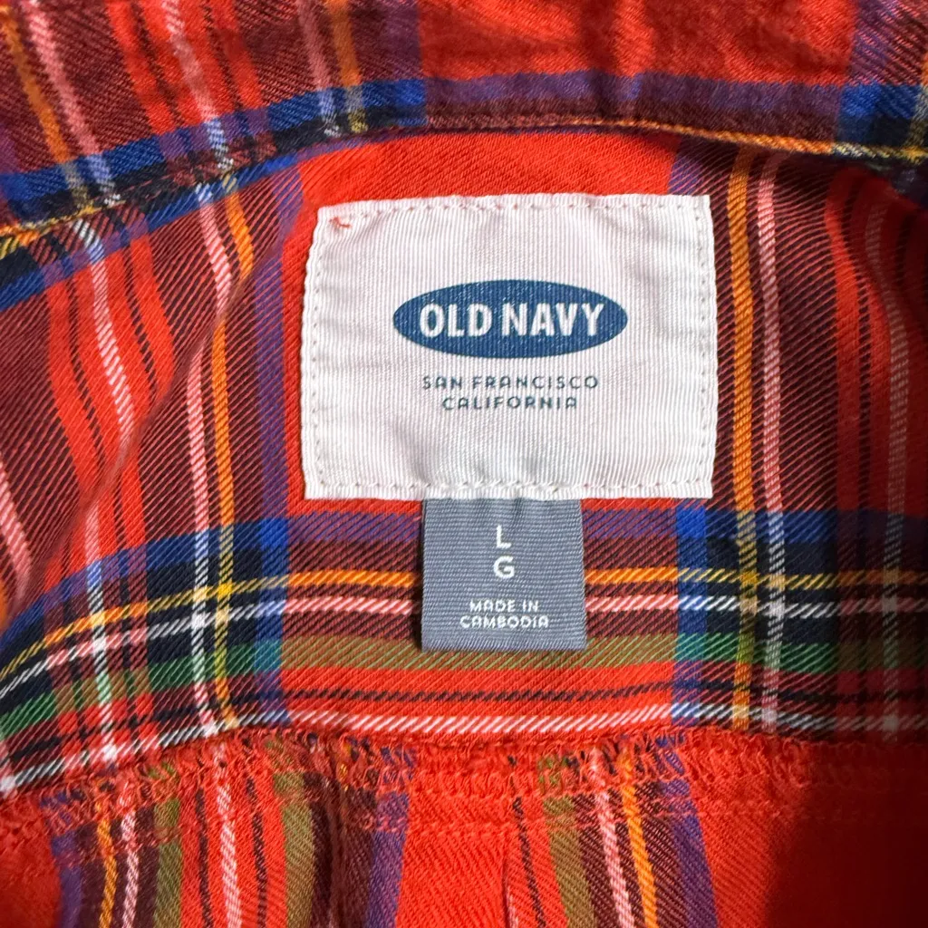 Old Navy Red Plaid Button Down Shirt - Image 3