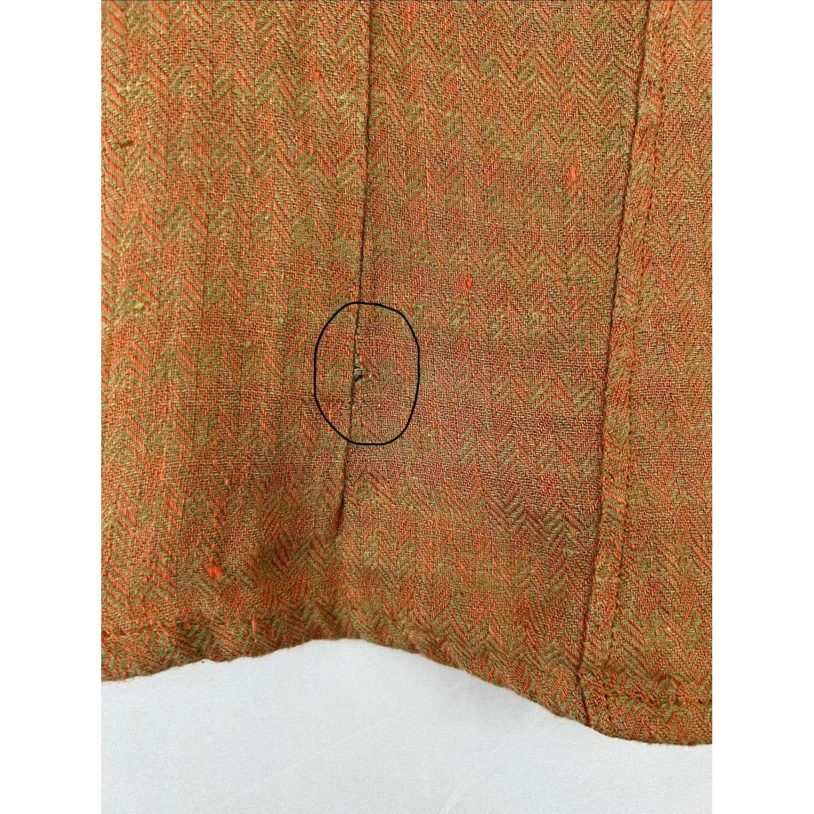 FLAX Linen Sleeveless V Neck Top Women's Medium Herringbone Earth Tone Casual - Image 9