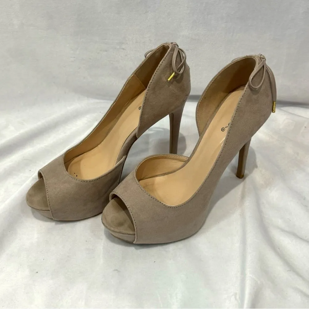 Qupid mocha tan lace up bow back 6” heels size 8 - Image 2