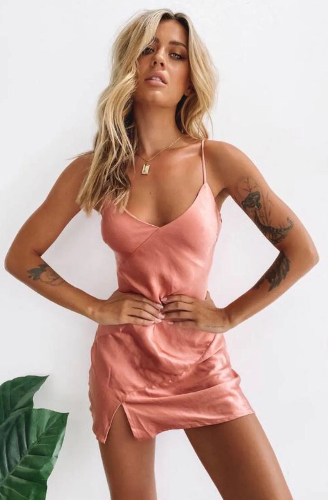 Beginning Boutique Between Us Mini Satin Dress - Image 3