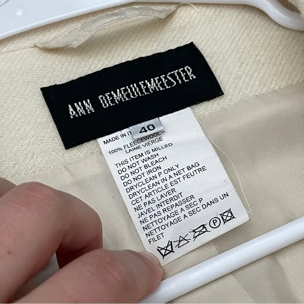 Ann Demeulemeester Coat wool long womens Cream (size 40) chic minimalist winter Size L - Image 2