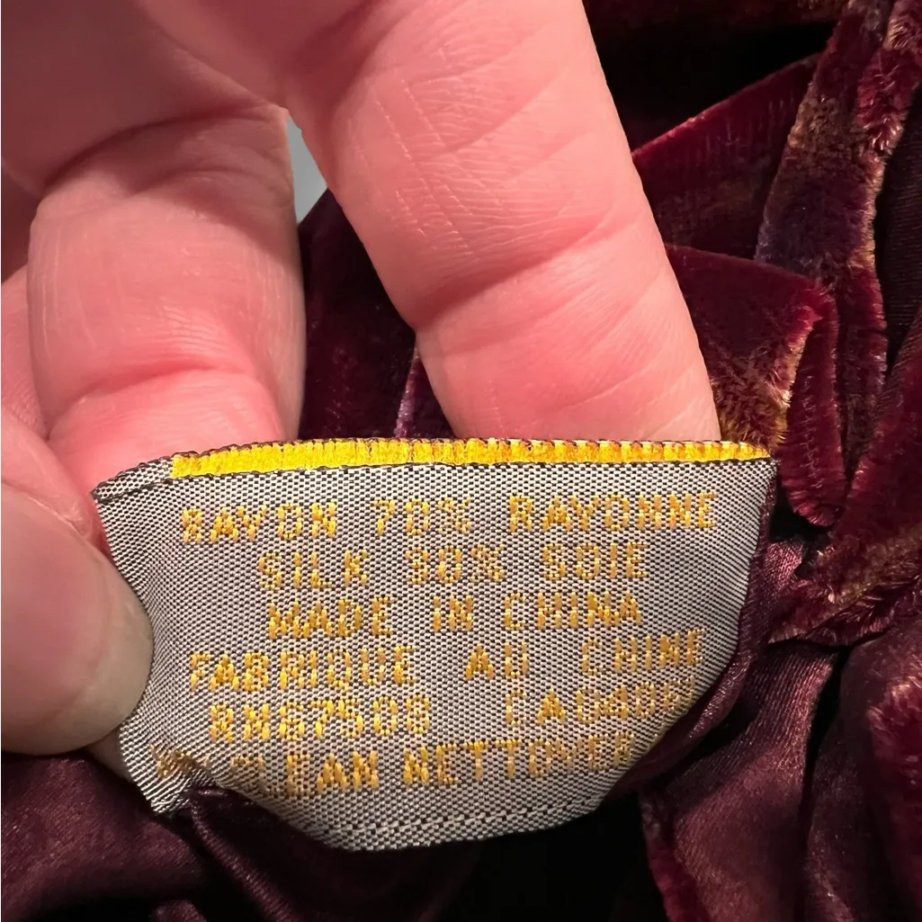 Elaine Gold Scarf For Collection XIIX Ltd Silk & Rayon 46" lg x 10" Burgundy Red - Image 5