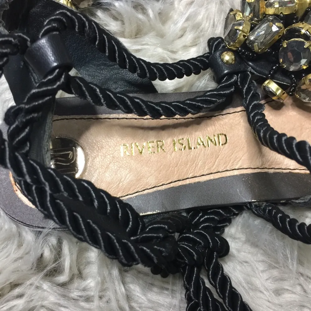 River Island Beaded Lace Up Sandals Size 7 - Image 5