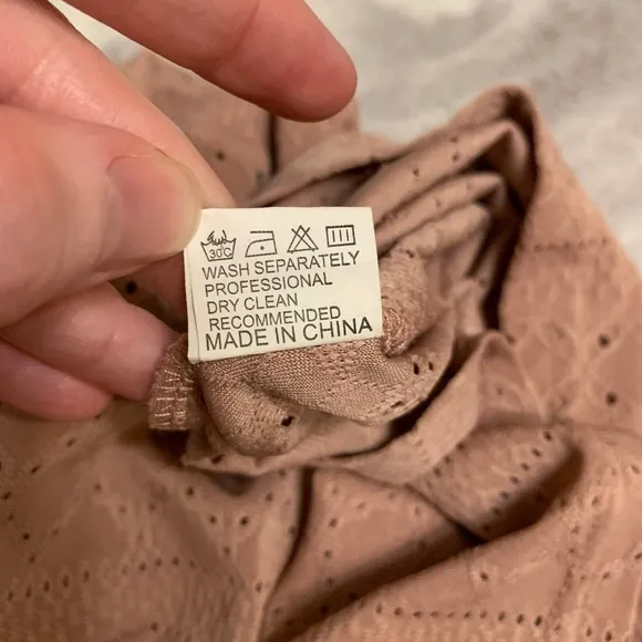 SHEIN Eyelet Lace Trim Long Flounce Sleeve Blouse Pink - Size‎ M - Image 6