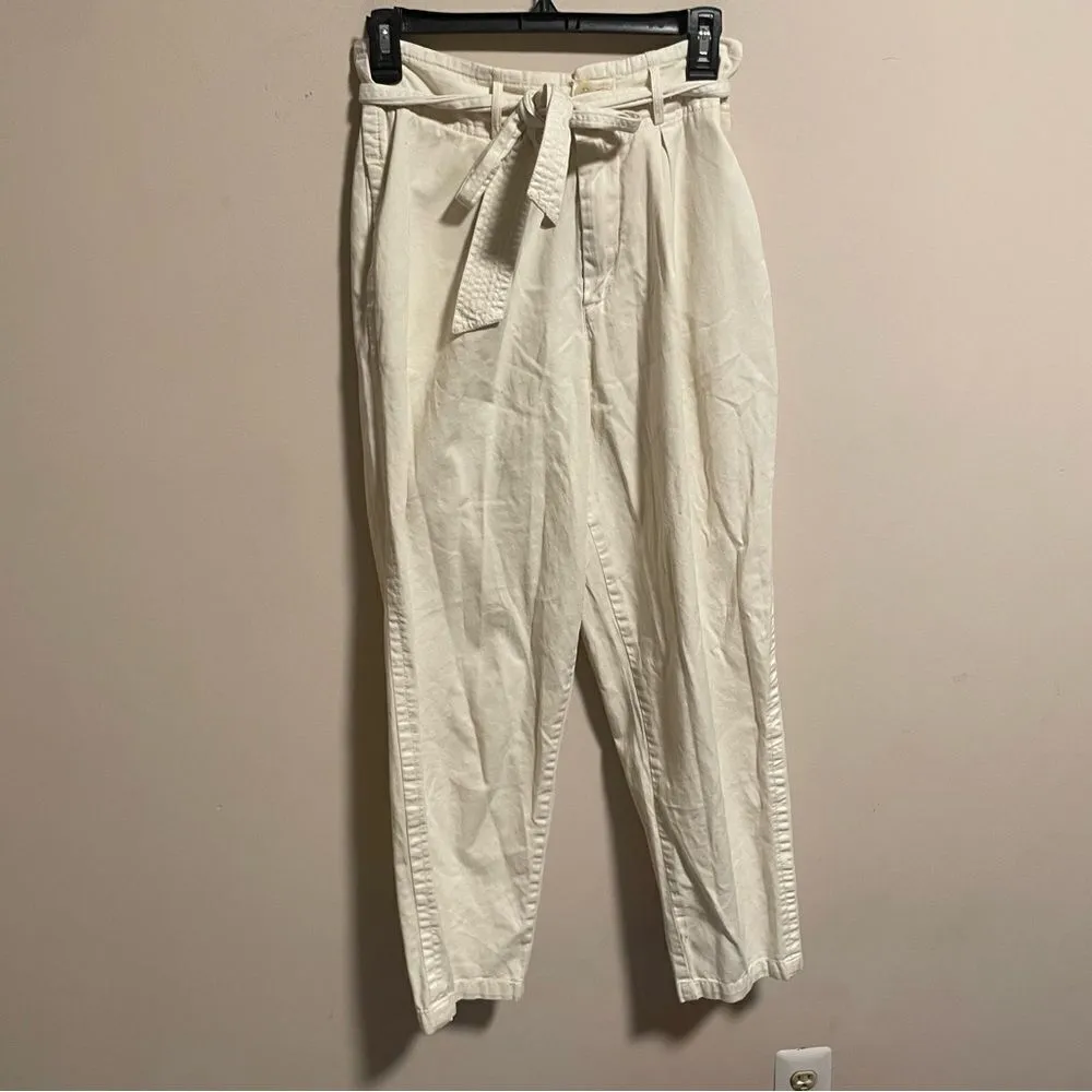 FREE PEOPLE High Waisted ‘90S Peg Paperbag Pants in Creme- Size 8 - Image 4