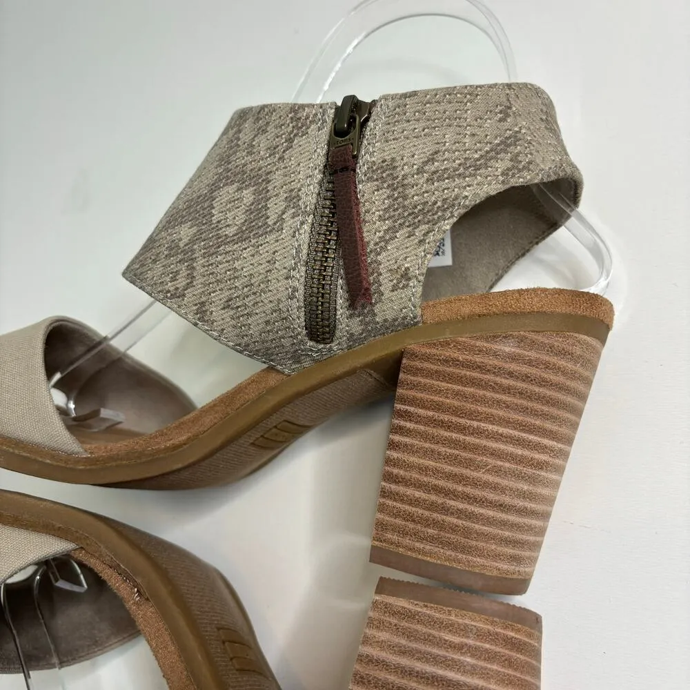 Toms Majorca Cutout Cobblestone Snake Print Canvas Heeled Sandal 9.5 - Image 6