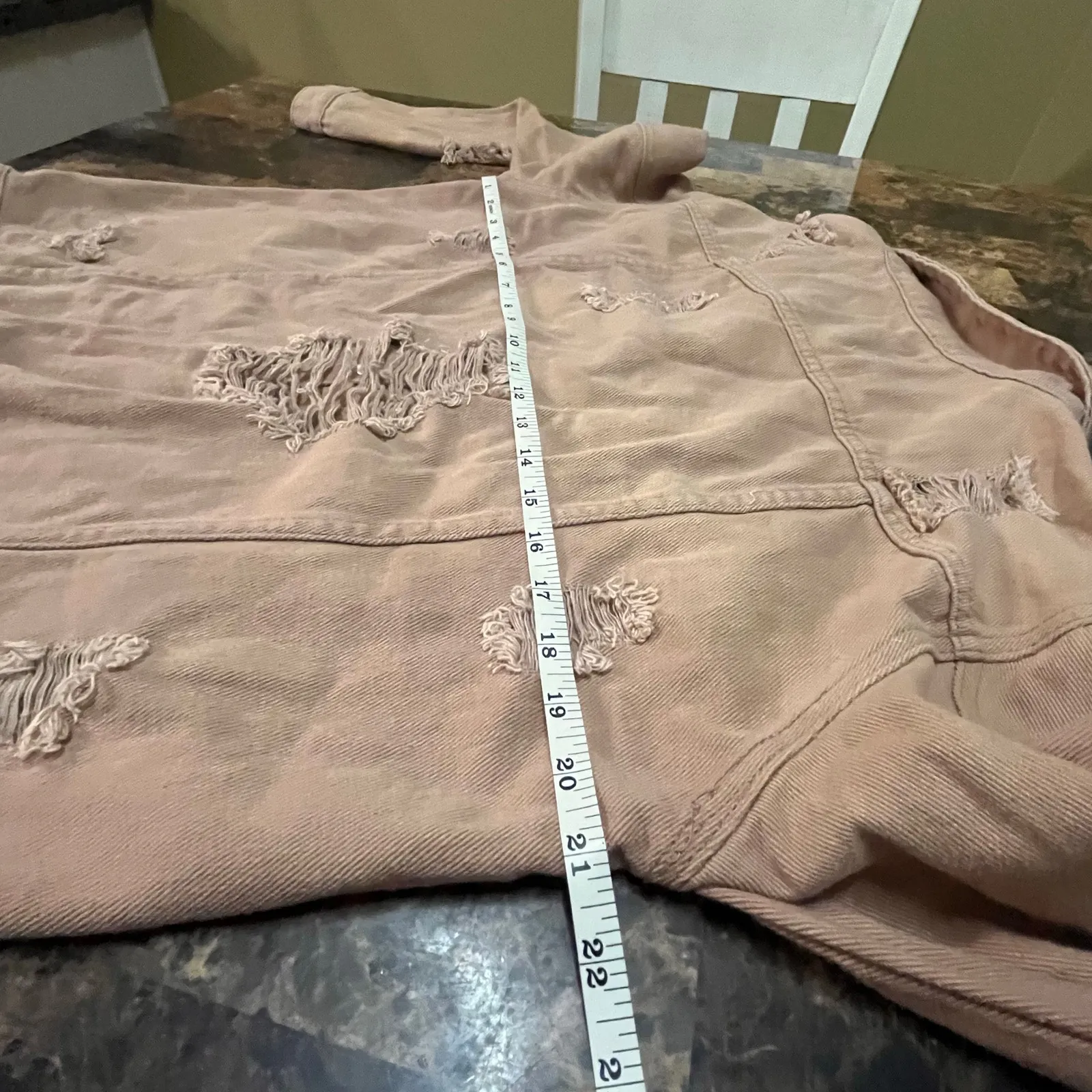 Fantastic Fawn Distressed Dusty Pink Denim Jacket - Image 8