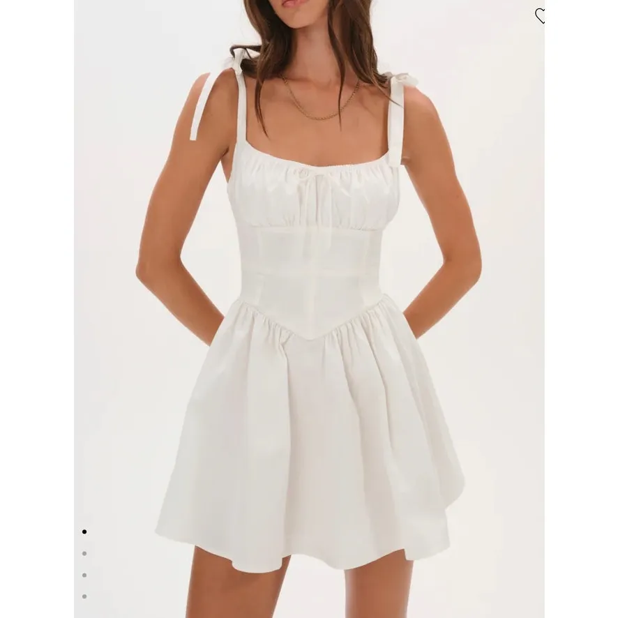 For Love and Lemons Mini Dress Tie Shoulders Jesse Size S White - Image 7