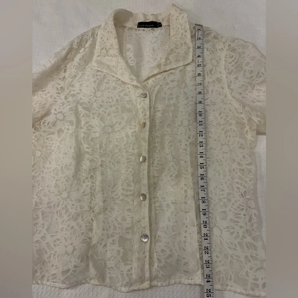 Cut Loose Elegant Quiet Luxury Old Money Cream Lace Mesh Button - Image 7