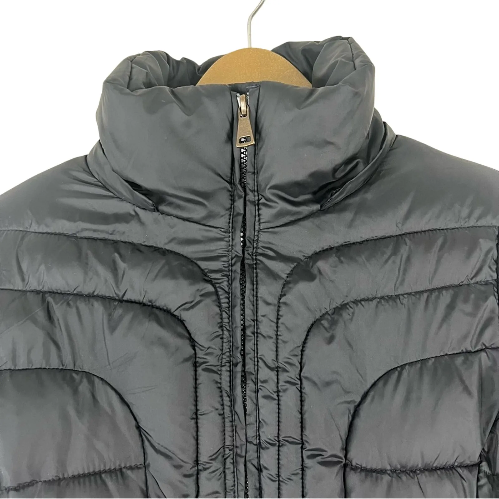 Larry Levine Puffer Coat Womens S Black Sherpa Lined Quilted Zip Up Warm Winter - Image 2