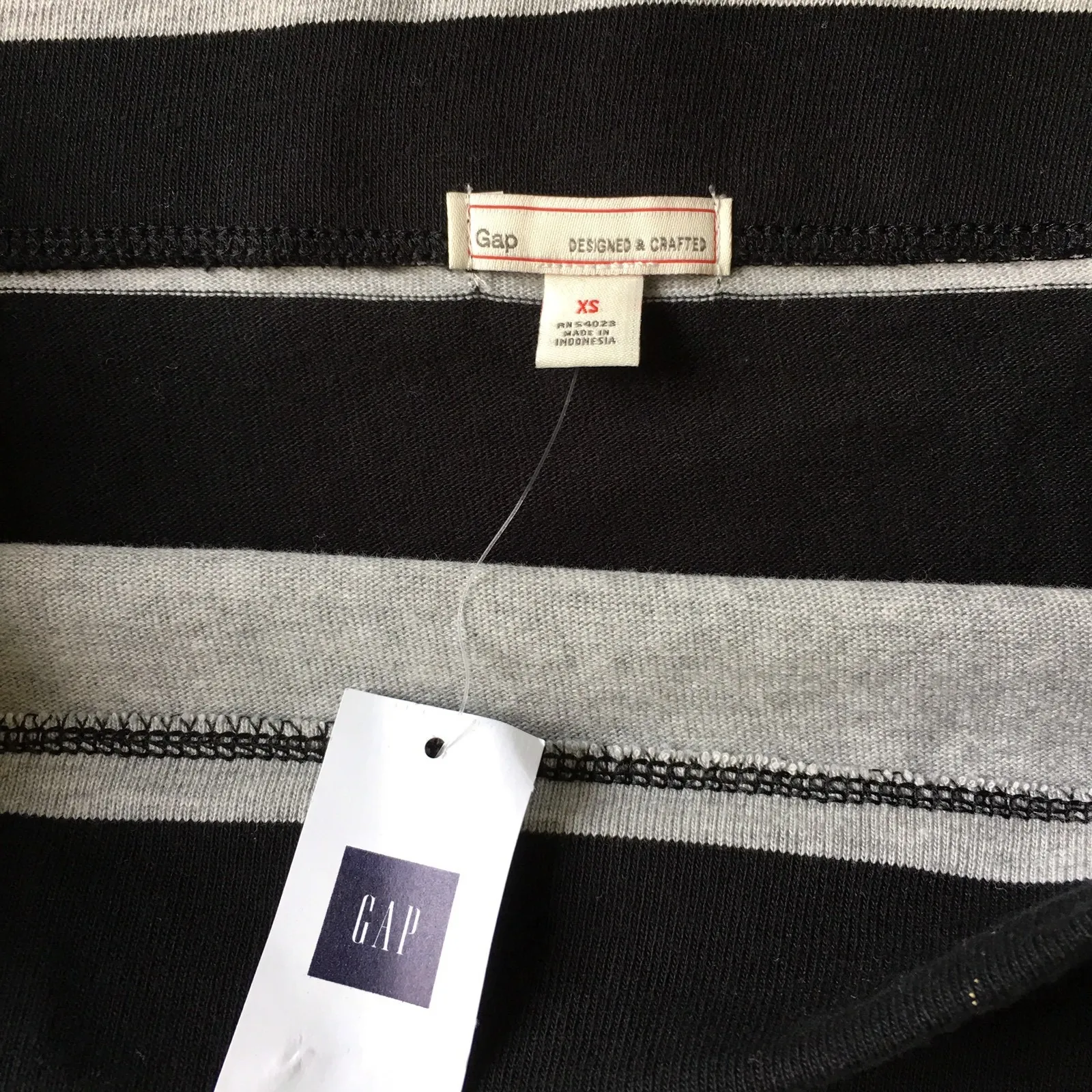 New Gap Mini Pencil Skirt XS 0 2 Black Gray Rugby Stripe Cotton Jersey Bodycon - Image 3