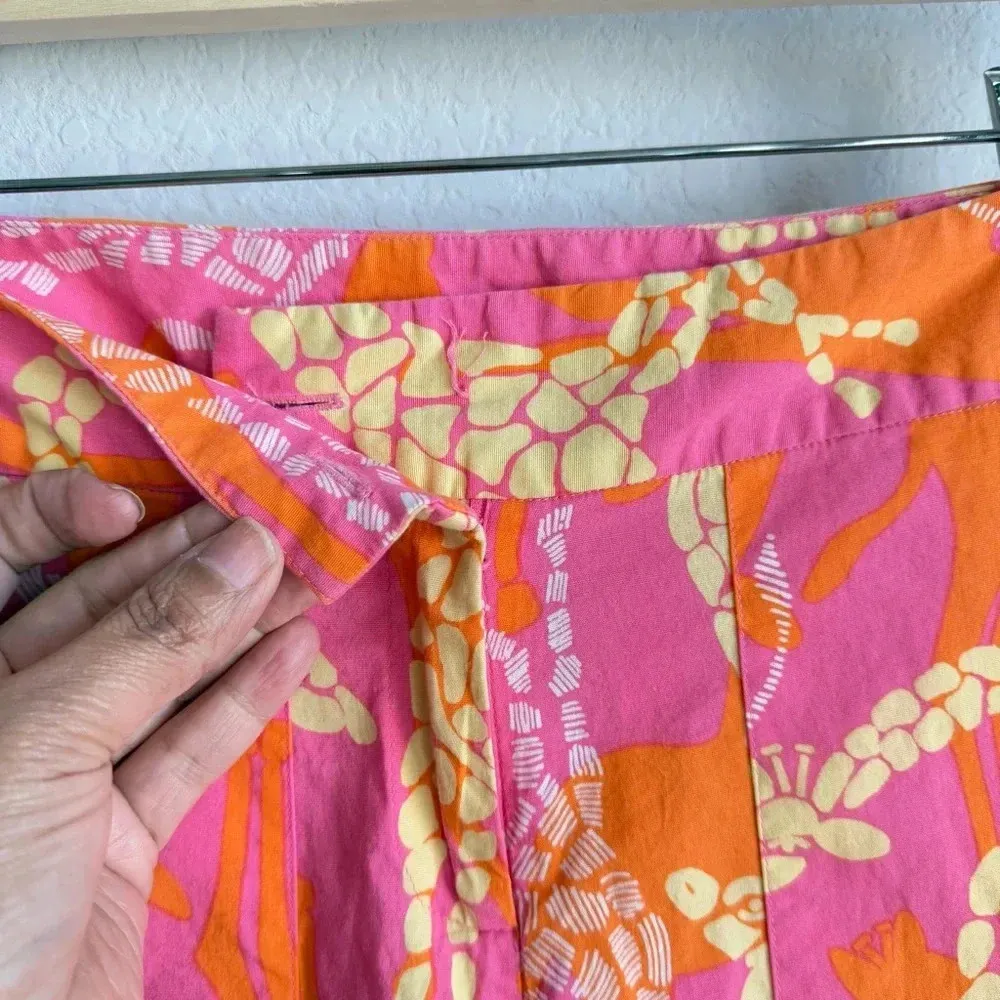 Lilly Pulitzer Womens Vintage Pink/Orange Bella Giraffe Print Capri Pants Size 2 - Image 7
