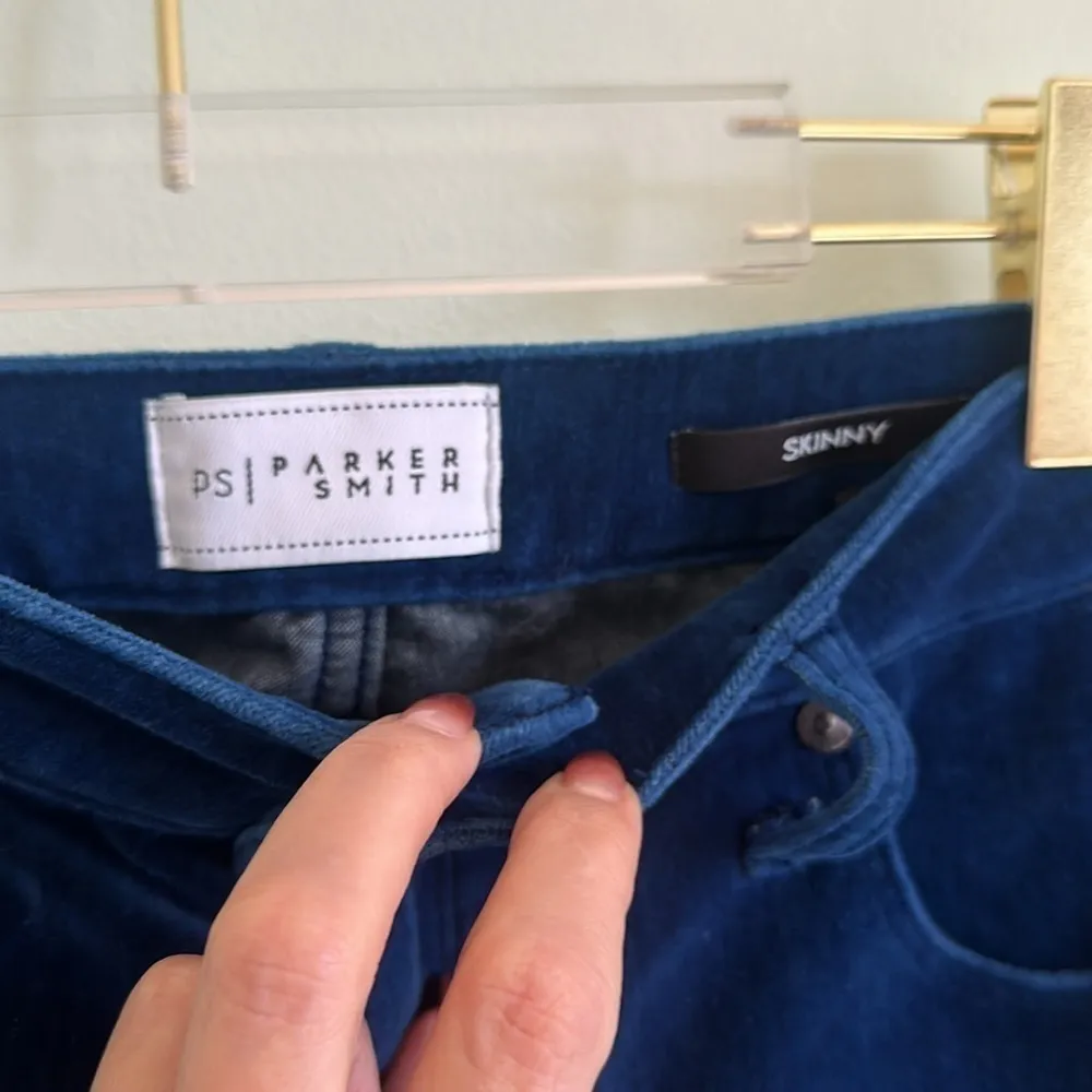 Parker Smith Skinny Twisted Tuxedo Blue Velvet Step Pants With Stripes Size 29 - Image 5