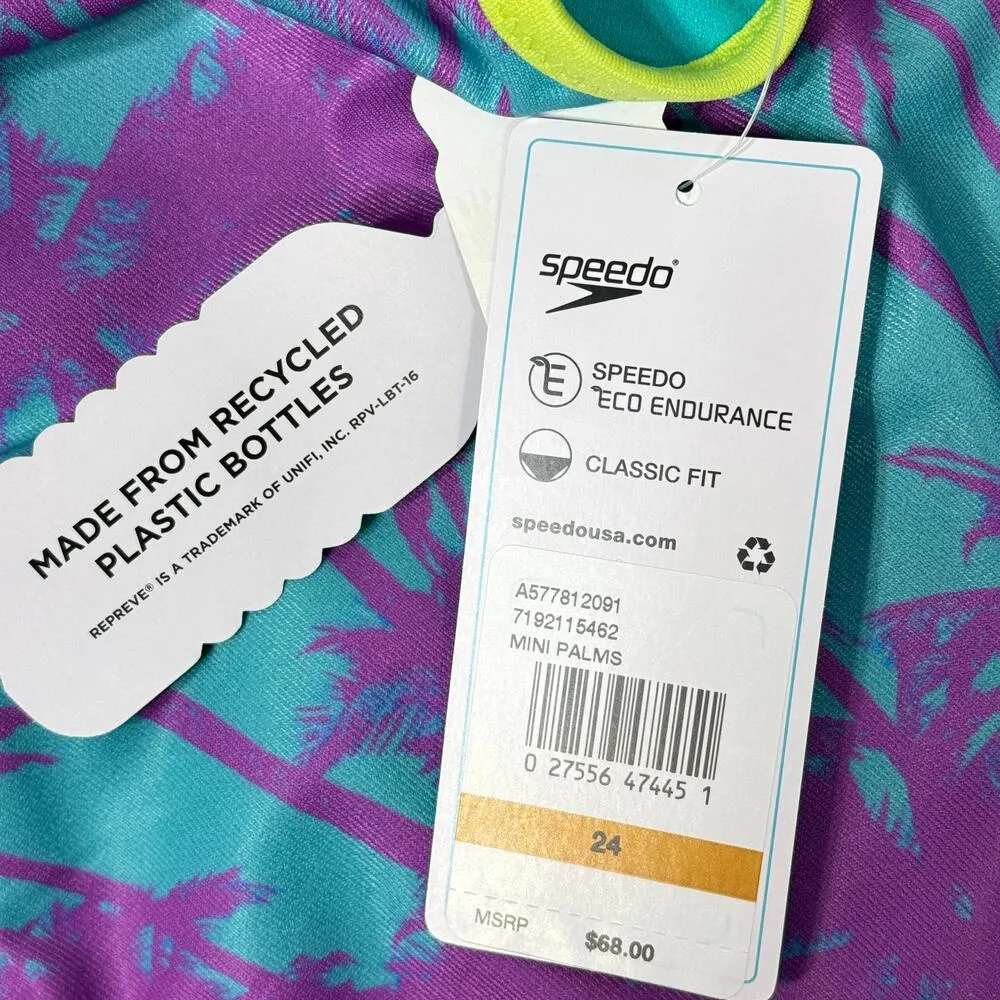 Speedo Vibe SZ 24 Eco Endurance Swimsuit 1-Piece Palm Trees Classic Fit Lined - Image 9