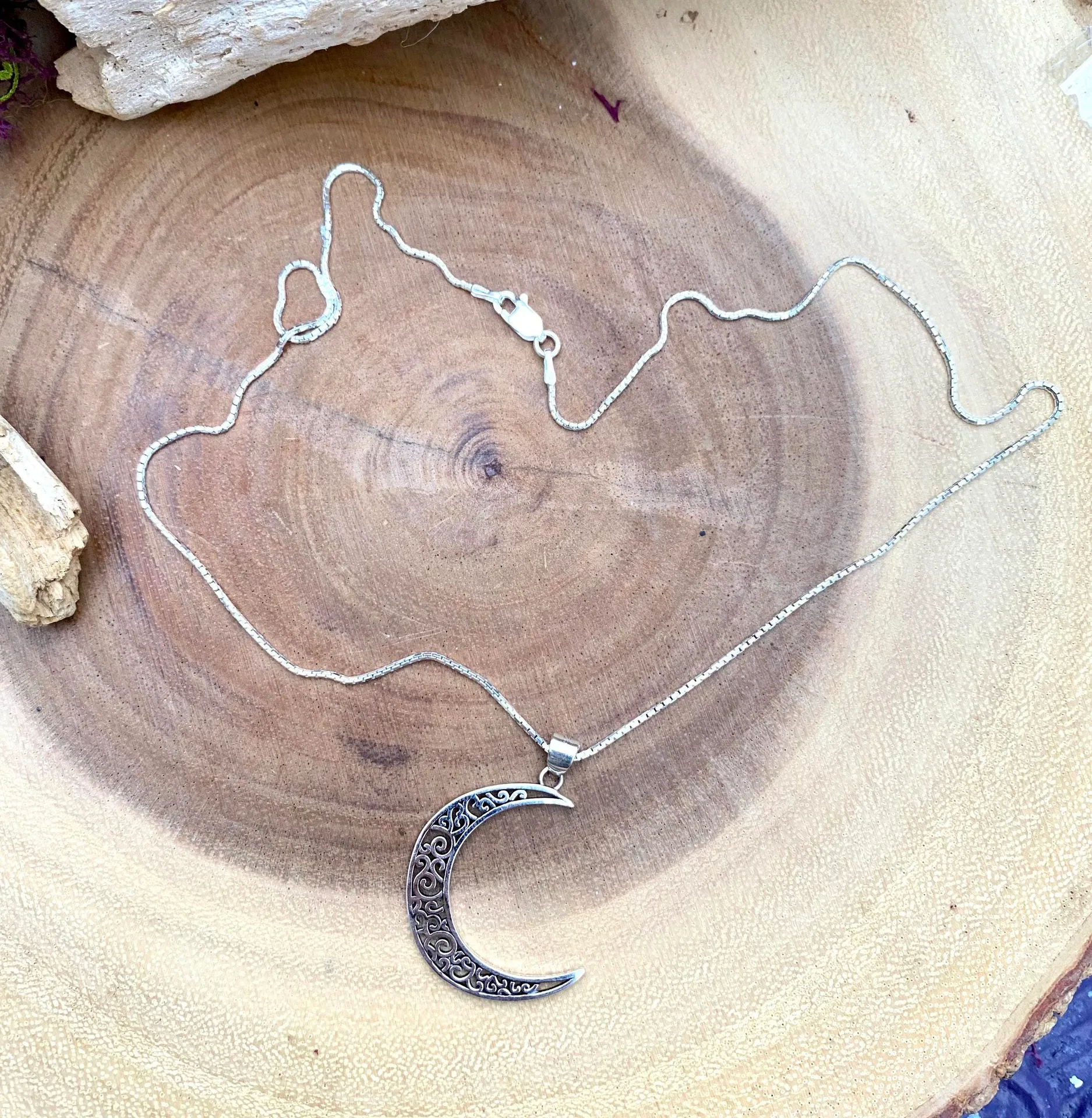 Crescent Moon Sterling Silver Celtic Necklace - Image 2