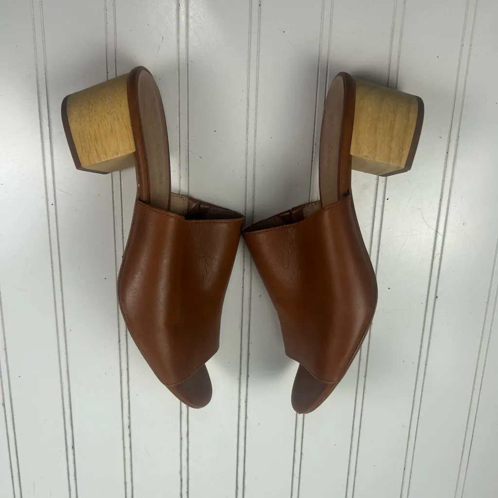 Madewell Vintage Brown Genuine Leather Block Heel Mules Women’s 8.5 - Image 7