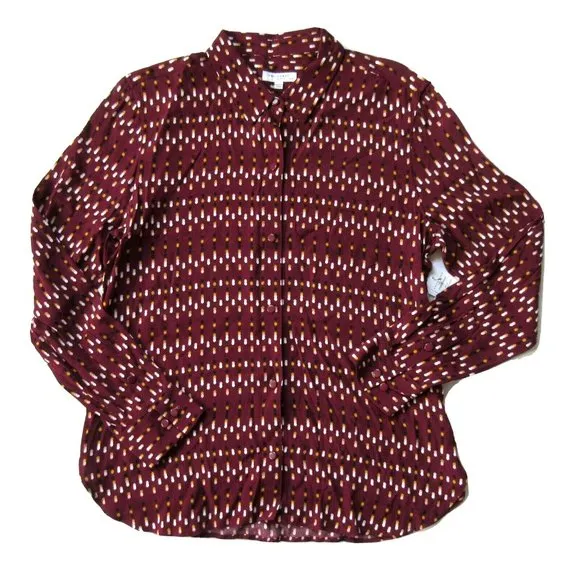 NWT Equipment Lemma in Tawny Port Multi Dot Woven Viscose Button Down Shirt L - Image 1